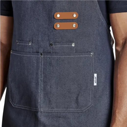 Oliver Bib Apron Up Close Pockets Blue